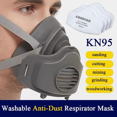 Breathable Safety Respirator Mask with 5 Replacement Filters for Industrial Use