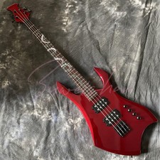 Red Special Shape Electric Bass Guitar 4-Strings Rosewood Fretboard Black Parts