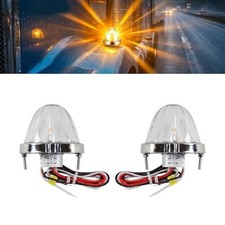 2PCS Clear Lens LED Watermelon Lights - Side Marker Turn Signal Lights - Amber