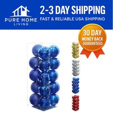 Set of 20 Blue Christmas Ball Ornaments - 3.15" Pre-Strung Shatterproof Decor