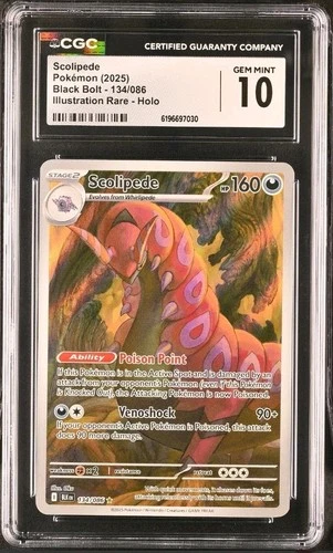 Scolipede 134/086 Illustration Rare IR Holo Pokemon Black Bolt CGC 10 GEM MINT
