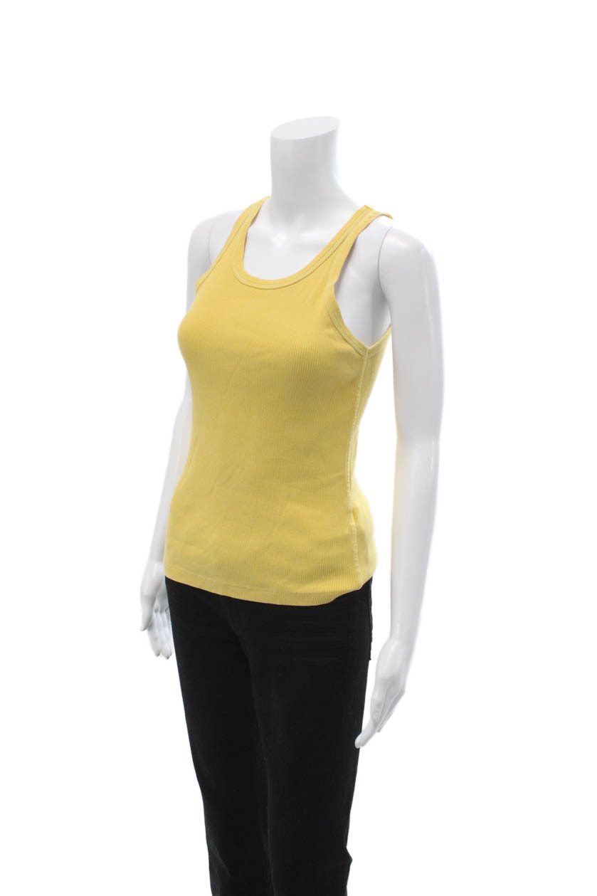 Amo Women Basic Sleeveless Solid Yellow Cotton Ro… - image 2