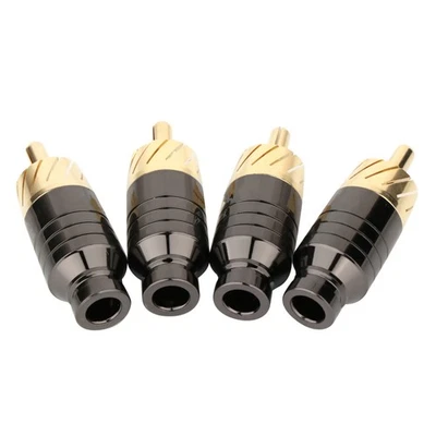 4pcs Copper RCA Plug Gold Plated Audio Video Adapter Connector E - Image 1 of 4