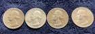 Lot of 4 1964 and Earlier Washington Quarters 90% Silver Circulated Coins