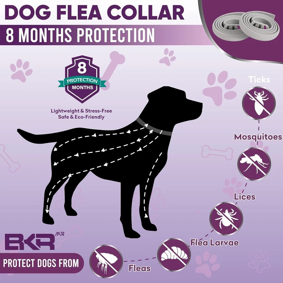 Collar antipulgas para perros 8 meses de protección talla única para todos, collar antipulgas para perros Foto 3 de 4
