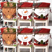 6 Pcs Christmas Chair Back Cover for Dining Room, Santa Claus Snowman Reindeer X