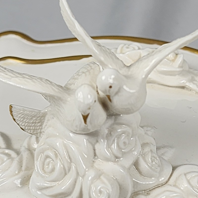 Franklin Mint Fabergé Snow Dove Lidded Music Jewelry Box W Tray 24K Trim 1991
