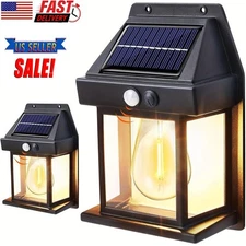 Solar Wall Lights Outdoor Dusk to Dawn Porch Light PIR Motion Sensor Fence Lamp