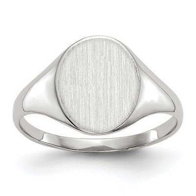 14k White Gold 9.0x10.0mm Oval Open Back Signet Ring Size 6