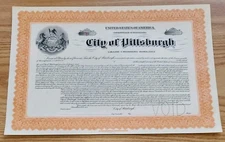 1912 City Of Pittsburgh Bond Grade Crossing Bond Pennsylvania Specimen