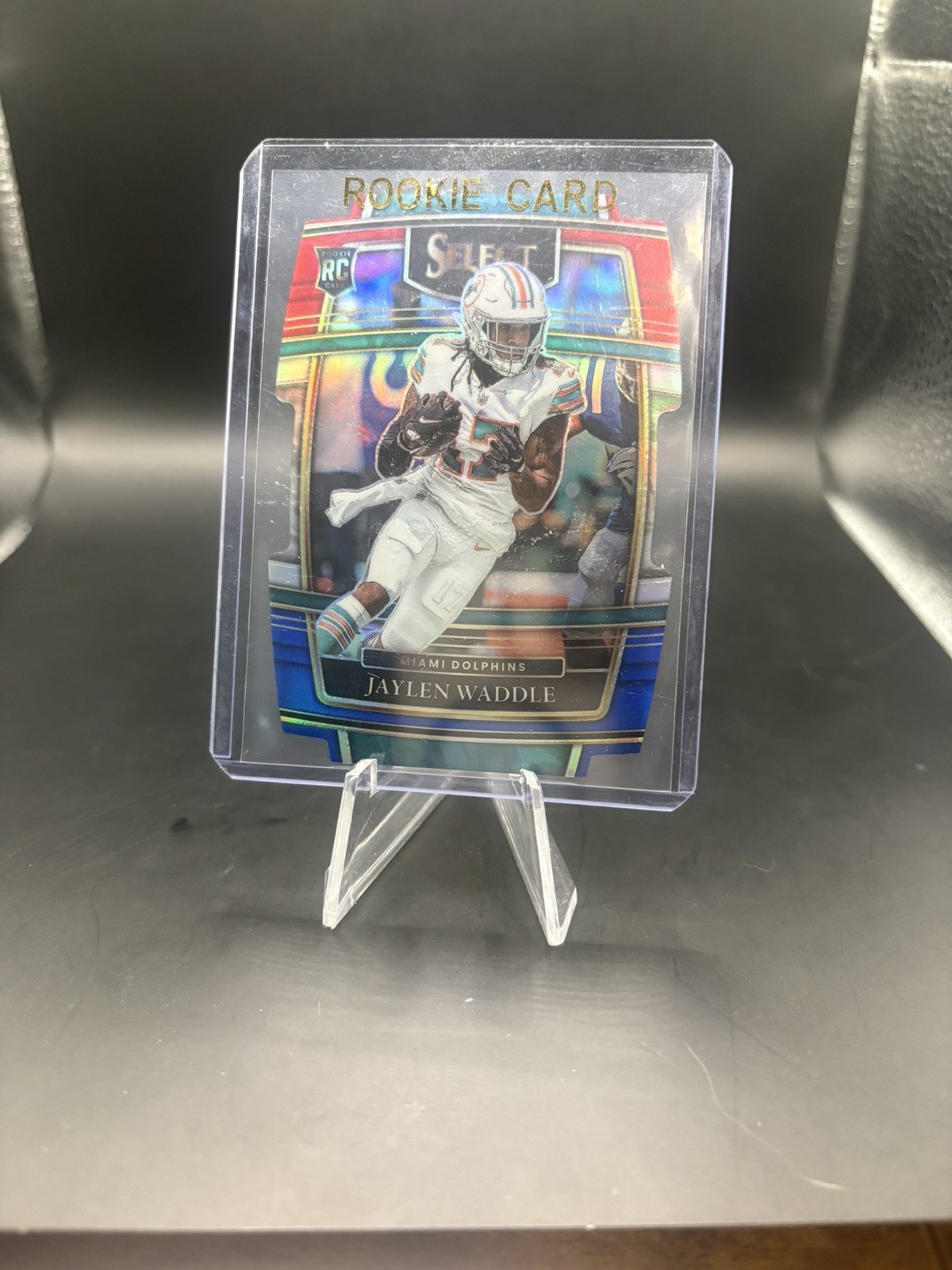 2021 Panini Select - Concourse Jaylen Waddle #48 Red & Blue Prizm Die-Cut (RC)