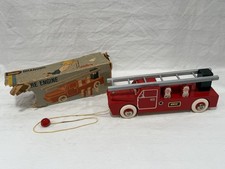 NEW Vintage Brio Fire Engine Ladder Truck Pull Toy Wooden Sweden W/Box 31564