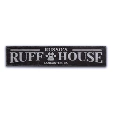 Ruff House, Dog House Decor, Dog House - Rustic Distressed Wood Sign