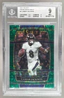 1718 Lamar Jackson 2021 Panini Select #5 Green Disco Prizm Concourse /5 BGS 9