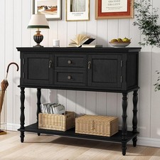 Vintage Entryway Console Table 2 Drawers 2 Doors Roman Column Legs Storage