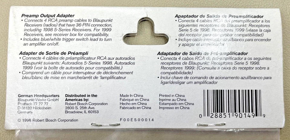 Vintage Blaupunkt 4-Channel Preamp Output Adapter, F00E500014, NOS - Image 4 of 4