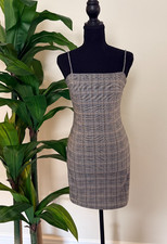 Windsor Gray Plaid  Bodycon Mini Dress - Size Medium