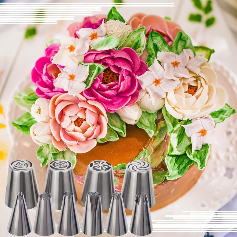 10 stuks taartdecoratie glazuur Piping Tip Set, 1 inch Cookie Icing Tips, RVS Nozzles Tip voor Cake Decorating