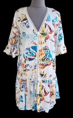Desigual Leicht Kleid Dress aus Viskose mit Spitze Gr. M - Bild 1 von 4
