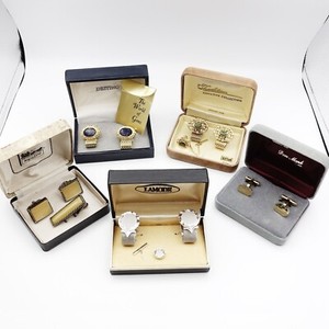 LOT of 5 Vintage Mens Cufflink Sets Original Boxes Destino LaMode Wrap-Around +