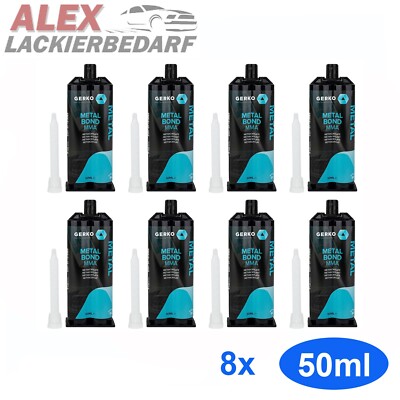 8x GERKO 2K MMA Metallkleber Kunststoffkleber Klebstoff 50ml PVC GFK Edelstahl
