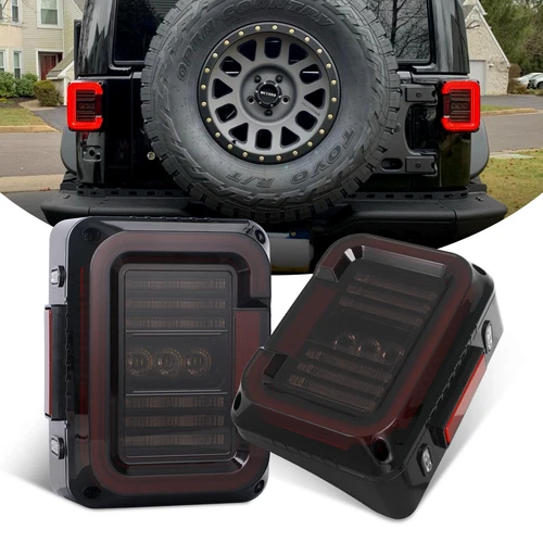 Smoked EMC LED Tail Lights Rear Reverse Lamps For Jeep Wrangler JK JKU 2007-2018