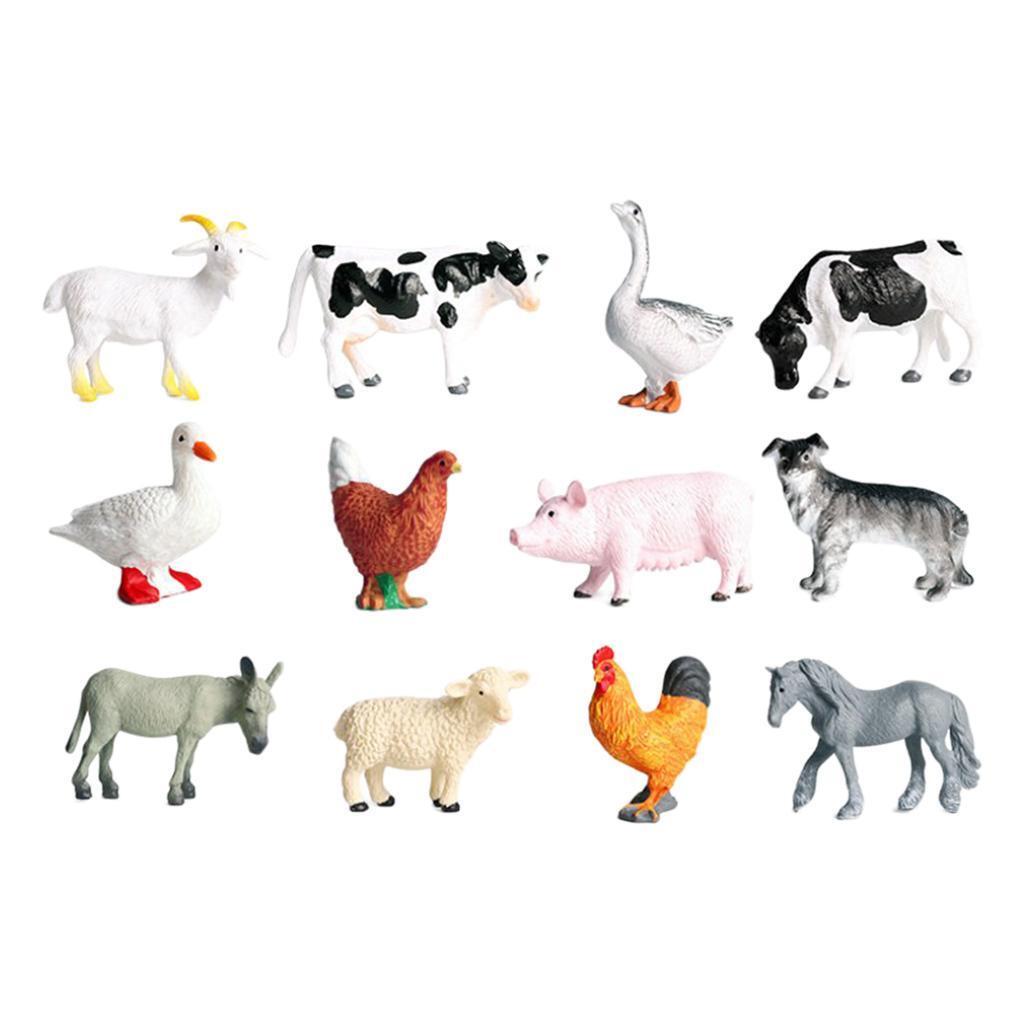 12pcs Farm Animal Figure Domestic Animal FIgurines for Kids