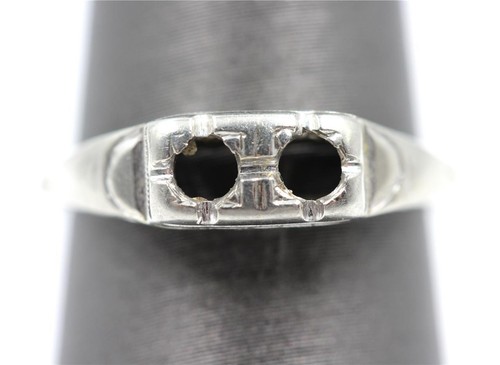 AUTHENTIC ART DECO 18K WHITE GOLD FILIGREE MOUNT SETTING FOR TWO .20CT ...