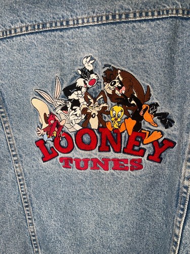 Chaqueta vaquera azul vintage de los 90 Warner Bros Looney Toons para hombre talla mediana - Imagen 6 de 10