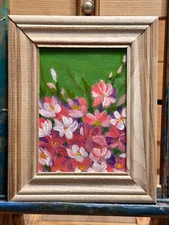 Oil Painting Spring Flowers Floral Art Nature Plants Canvas on Cardboard Miniatu
