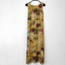 Vintage Dawn Joy 80s Chiffon Floral Maxi Dress Made in USA