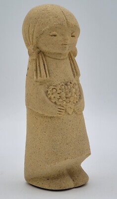 Marbell Stone Art GIRL WITH BOUQUET Sculpture Belgium Figure StoneArt FREE SHIP