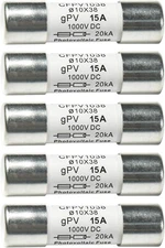 5-Pack HQRP Solar PV Fast Acting Photovoltaic Fuse Link CFPV-1038 15 Amp 1000VDC