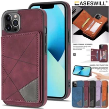 For iPhone 16 15 14 Plus 13 12 11 Pro Max Card Holder Leather Wallet Case Cover