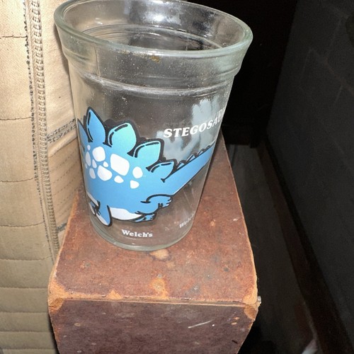 Vintage Welch's Jelly Jar Glass Blue Stegosaurus 1988 Dinosaur eBay
