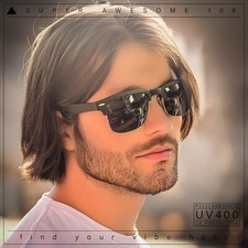 Mens Half Rim Rectangular Luxury Hipster Shade Sunglasses