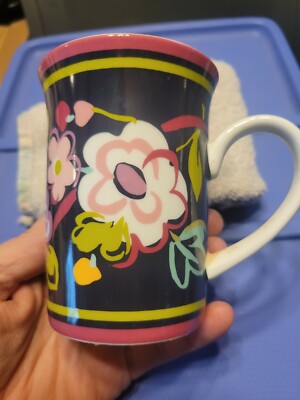 VERA BRADLEY COFFEE TEA MUG RIBBONS FLORAL NICE USED PRETTY 