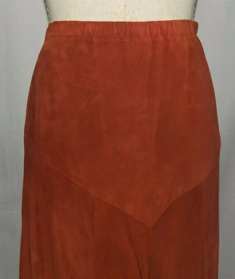 Falda Vera Pelle / Gianni Beghelli Gamuza Línea A Rusa Roja-Marrón, En Capas 42 EUR Foto 2 de 4