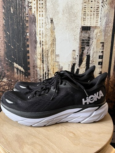 Hoka One One Mens Clifton 8 1121374 BWHT Black Running Shoes Sneakers Sz 9D  | eBay