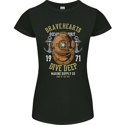 Brave Hearts Dive Deep Scuba Diving Diver Womens Petite Cut T-Shirt