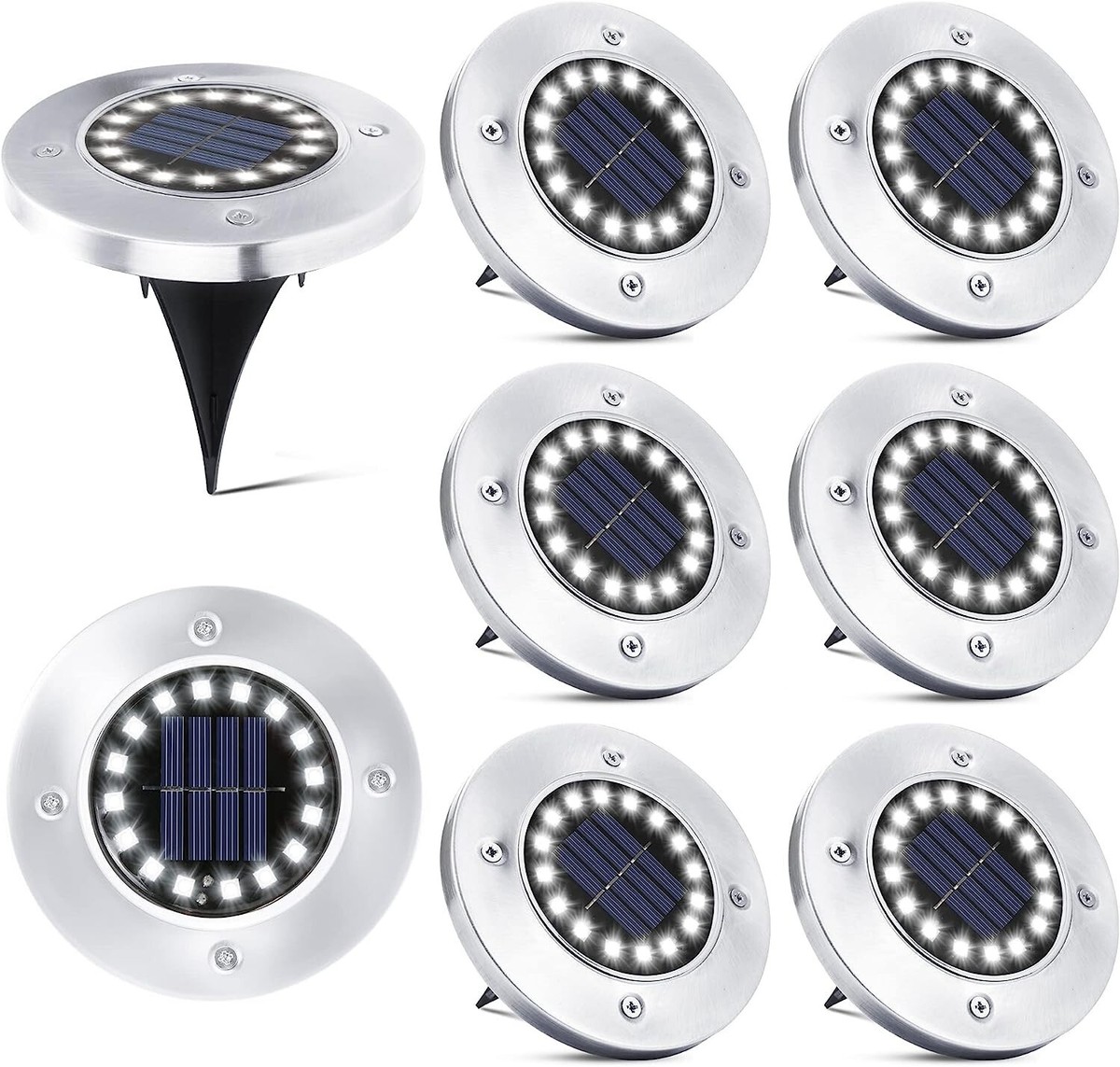 8 FARO LED SOLAR EXTERIOR JARDÍN FOCO 8 LED PIQUETE MARCADOR DE PASOS