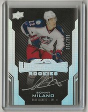 16-17 2016-17 UD Black #45 Sonny Milano AUTO 031/299 Rookie Columbus Blue Jacket