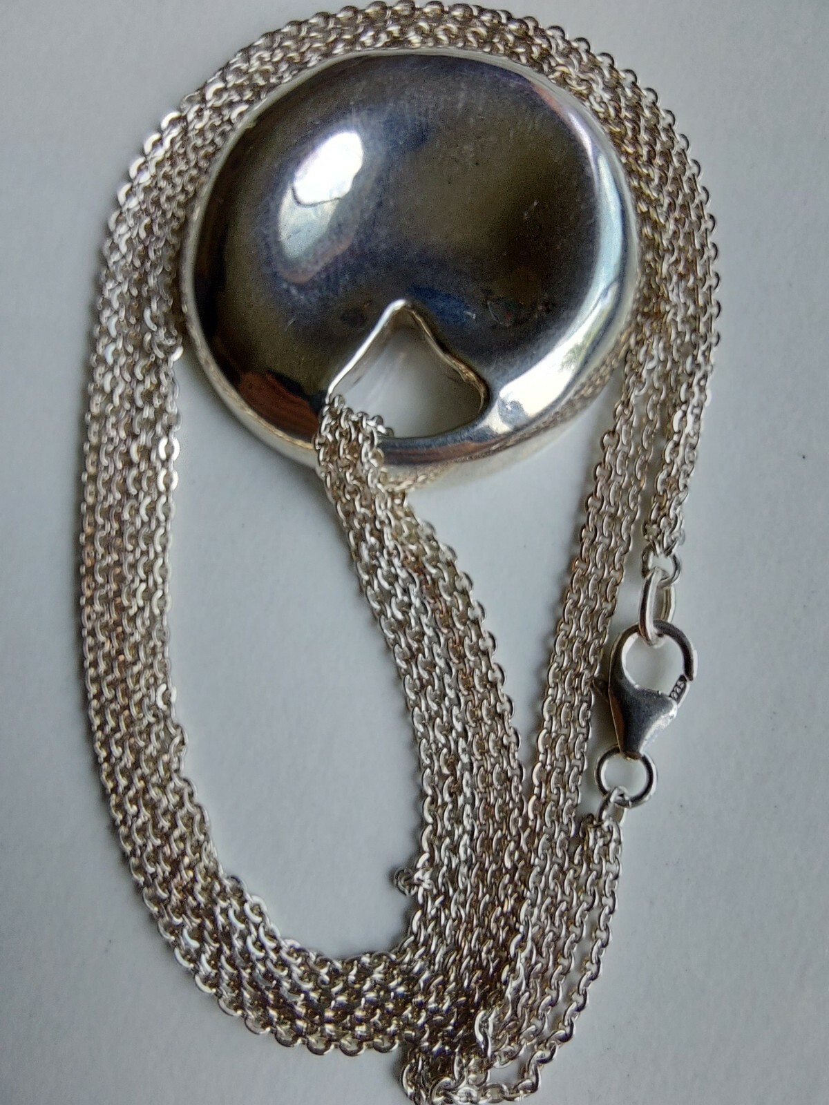 Sterling Silver Heavy Repousse Solid Pendant & Ne… - image 6