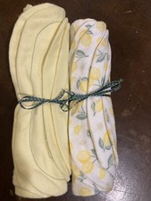 Baby Infant Burp Cloths Yellow Lemons  Large Homemade Set/4 Super Soft Flannel
