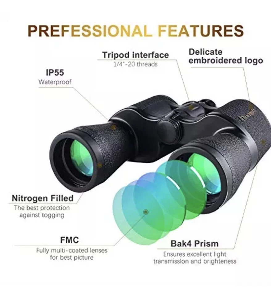 20x50 Roof Prism Binoculars for Adults, High Power HD Professional Binoculars - Image 2 of 4