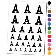 Letter A Uppercase Cute Typewriter Font Temporary Tattoo Water Resistant Set