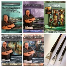 Painting Instruction, Mix Lang Art, DVD set of 5 plus FLAT Master Art Brush Set 