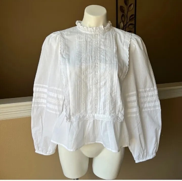 ZARA ROMANTIC PIN TUCKS BLOUSE WHITE | 7200/233 womens size ZARA ROMANTIC PIN TUCKS BLOUSE WHITE | 7200/233 womens size