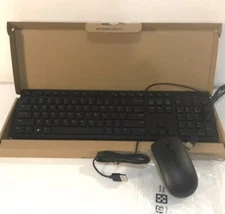 NEW Dell Keyboard + Mouse Black Wired Bundle USB Desktop KB216-BK-US