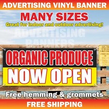 ORGANIC PRODUCE NOW OPEN Advertising Banner Vinyl Sign Farm Food Berry Fruits